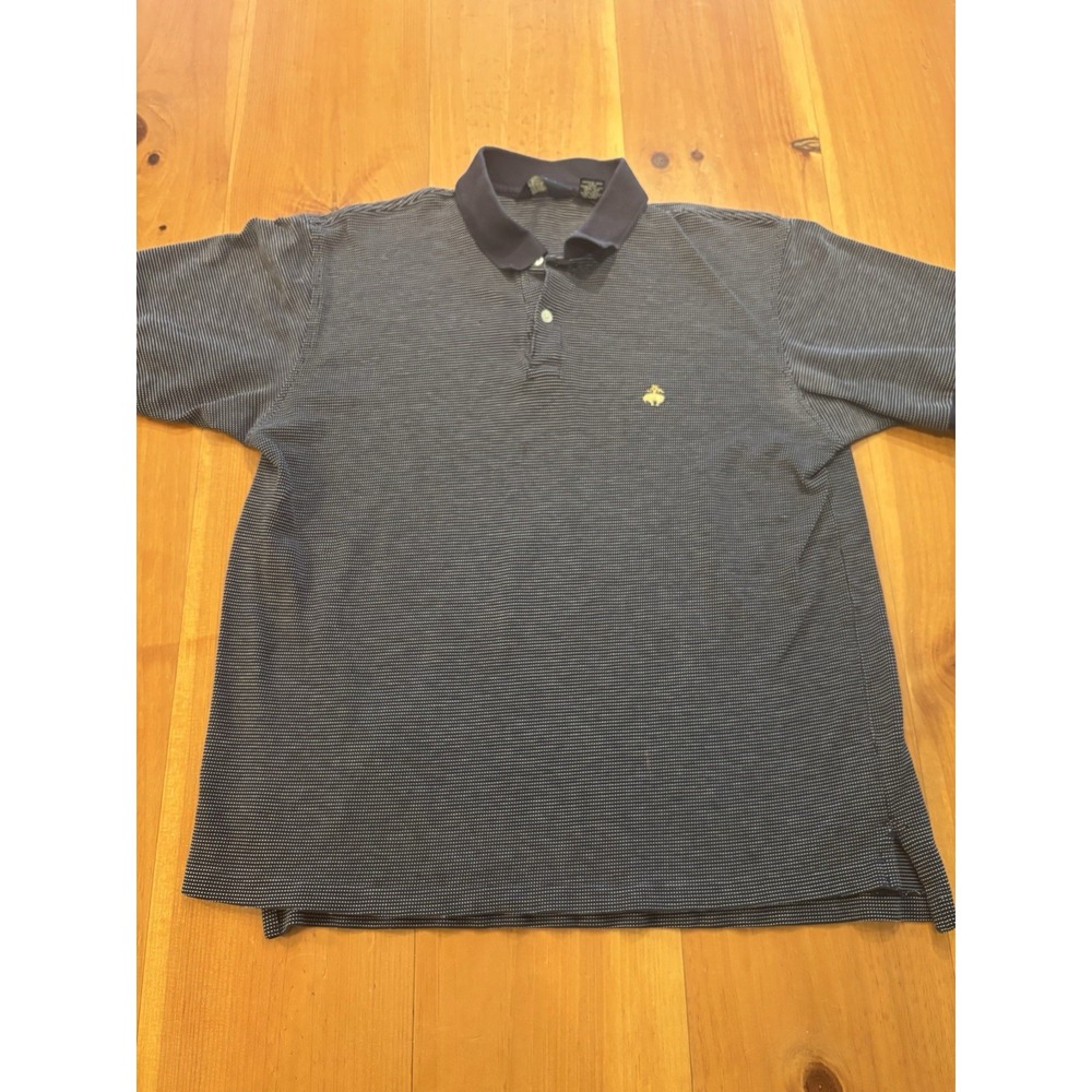 Brooks Brothers Sport Men's Polo Shirt Gray Striped 100% Cotton Golf Casual